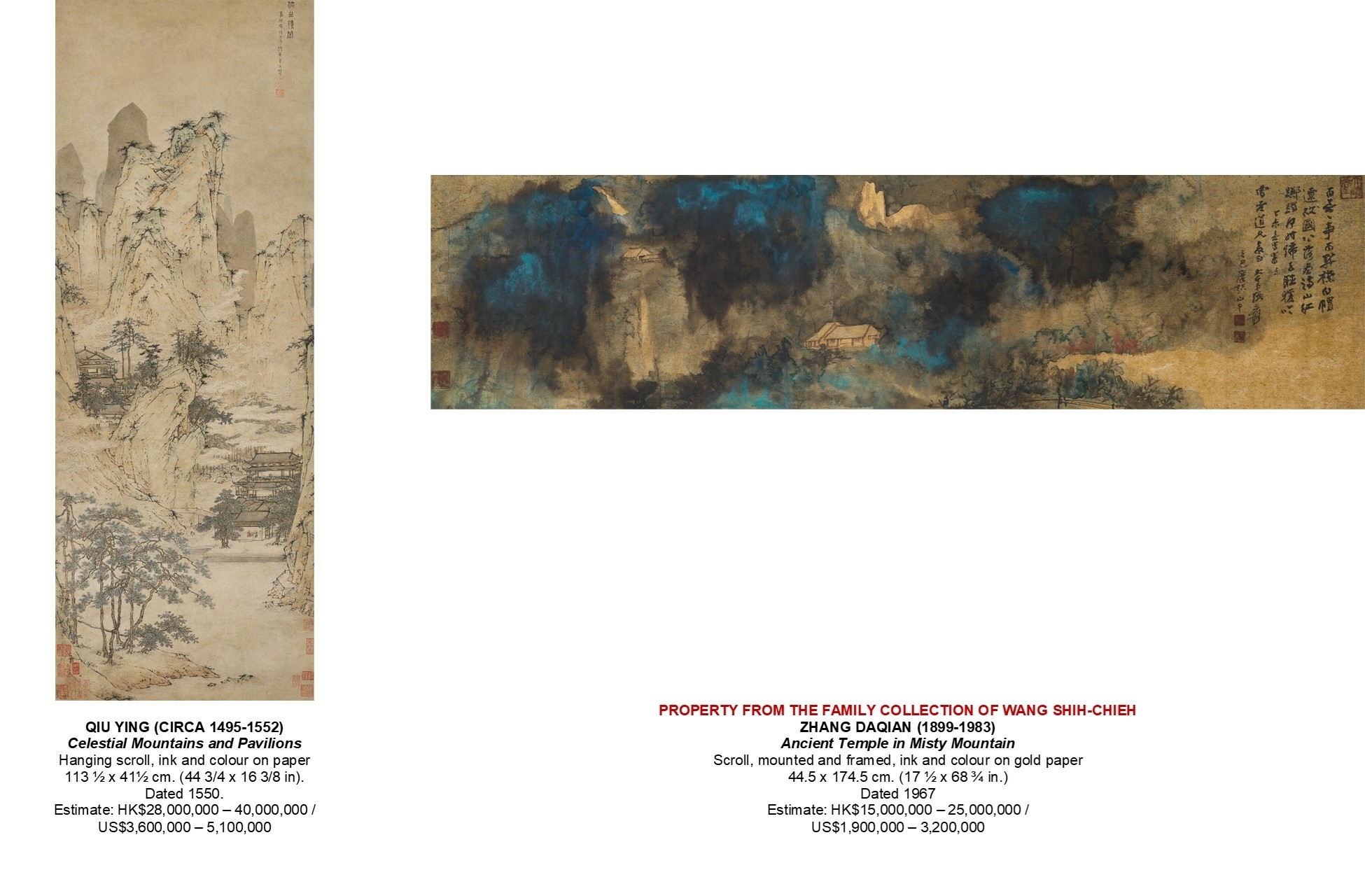 CHRISTIE'S HONG KONG CHINESE PAINTINGS DEPARTMENT PRESENTS